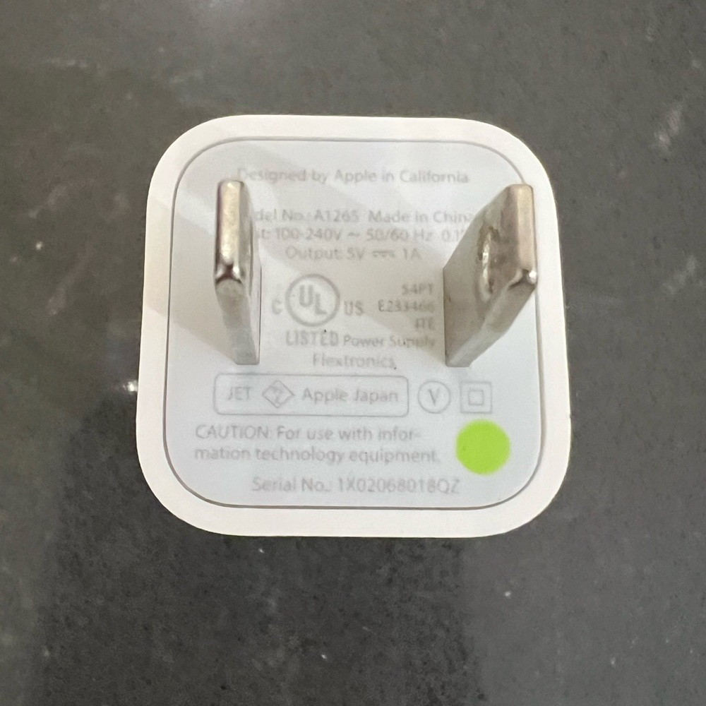 Apple USB Power Adapter Wall Charger Model A1265